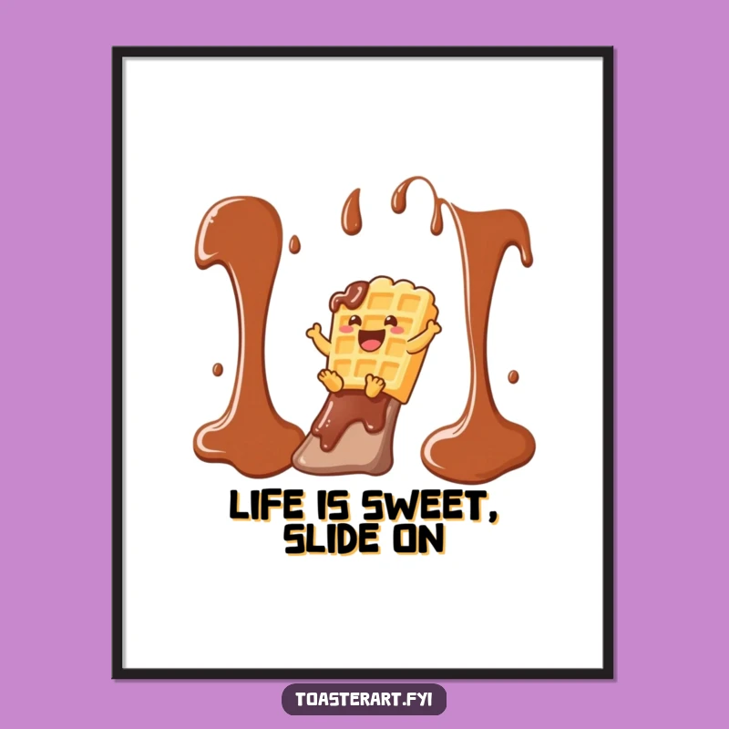 Funny Free Printable Wall Art: Waffle Syrup Slide Downloadable Art for Your Kitchen!