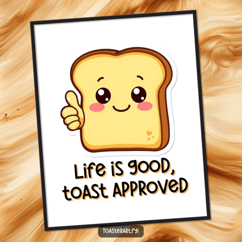 Funny Free Printable Wall Art depicting a cheerful toast character confidently giving a big thumbs up.