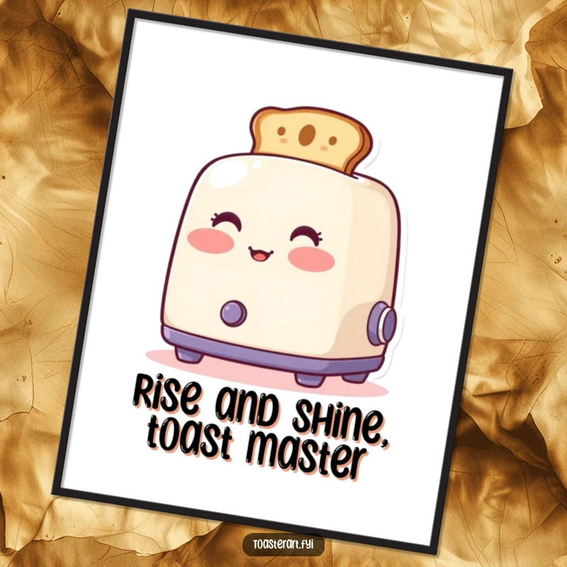 Funny Free Printable Wall Art displaying a blushing toaster with toast popping out artistically, a humorous and charming piece.