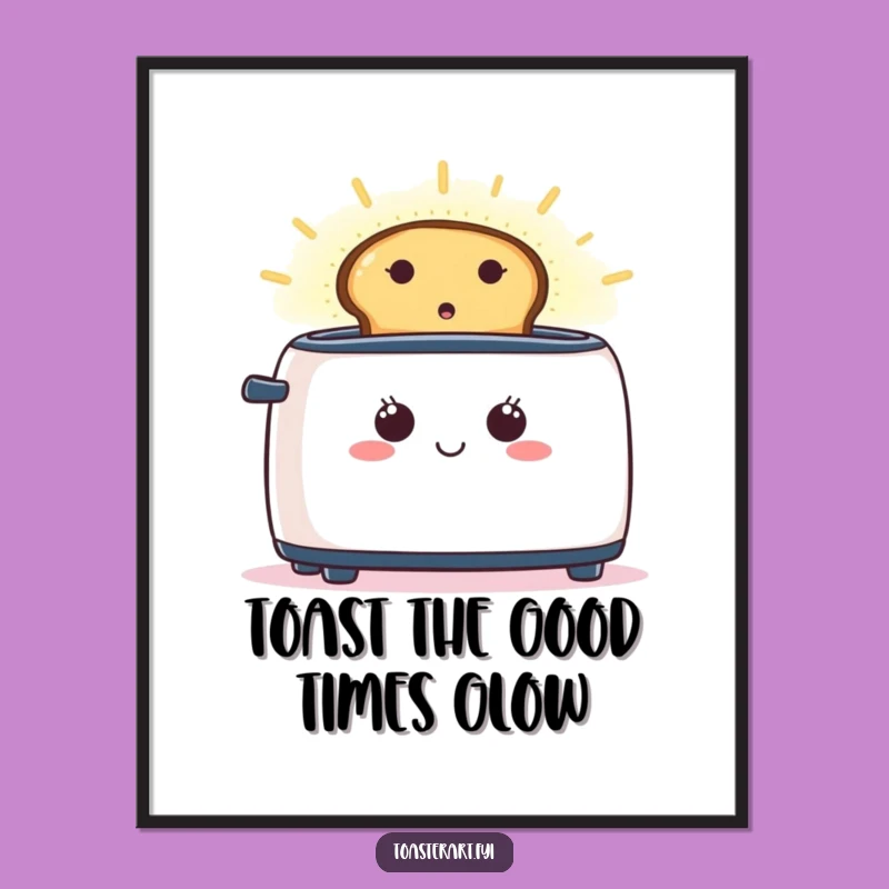Funny Printable Wall Art: Happy Toaster Glowing Toast - Free Downloadable Art