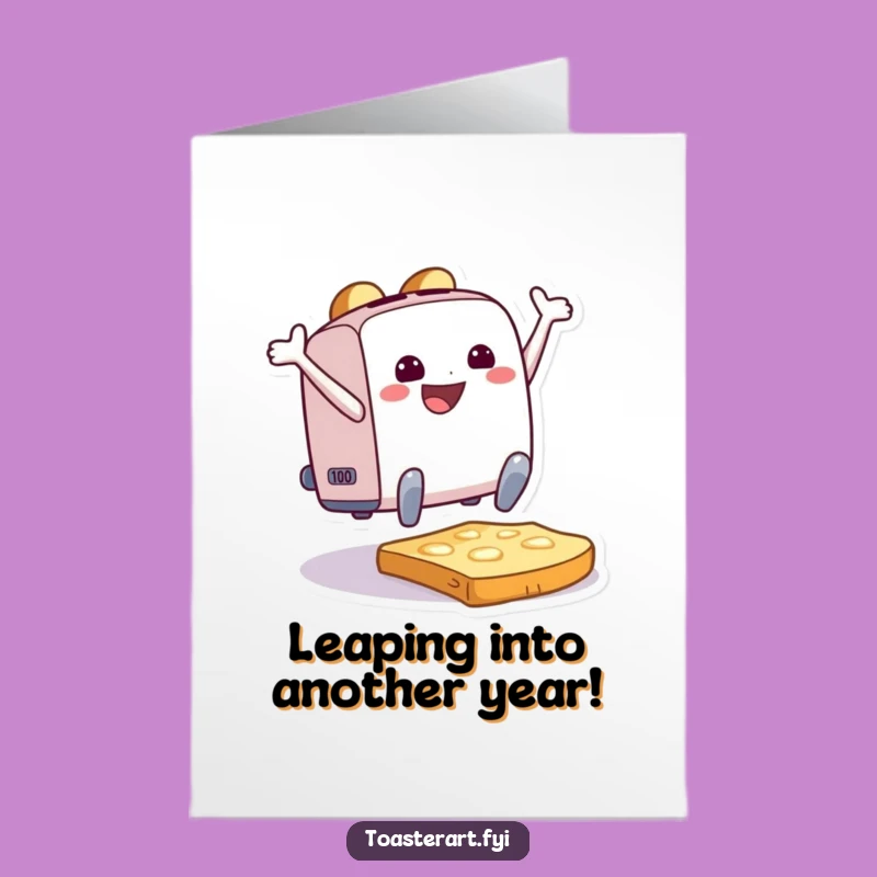 Free Printable Birthday Card: Joyful Toaster Leaping on Toast - Downloadable Gift!