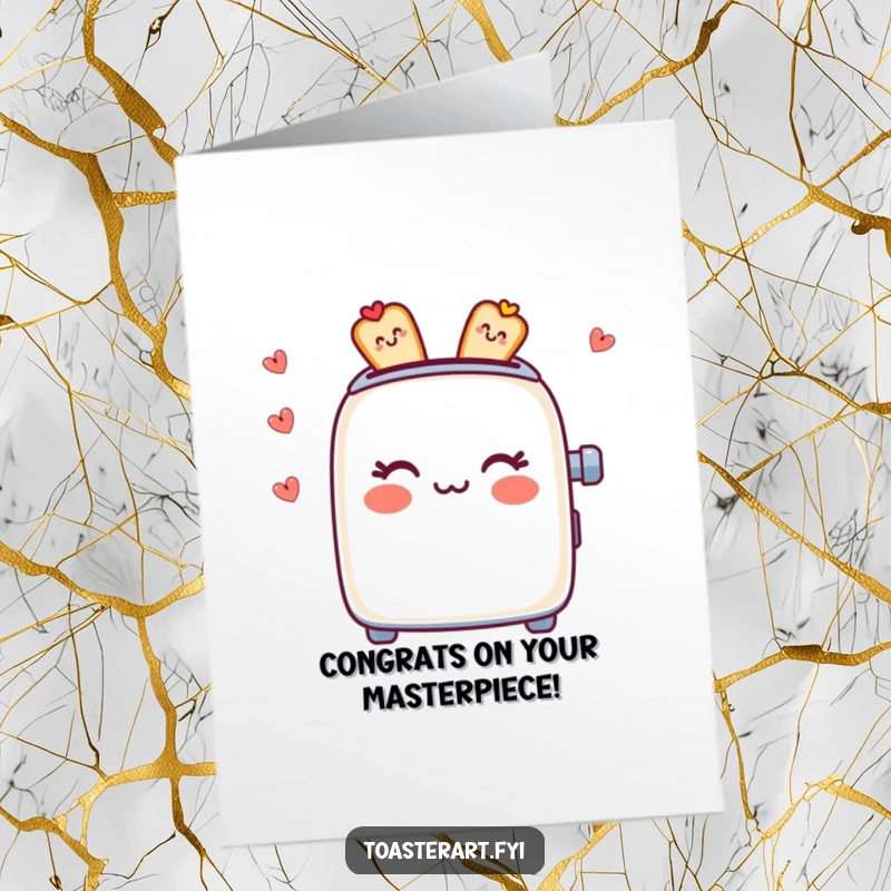 Funny Free Printable Congratulations Card: A toaster character designing beautiful edible patterns.
