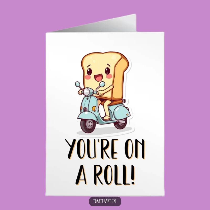 Free Printable Congrats Card: Funny Toast Scooter, Speedy Success Downloadable