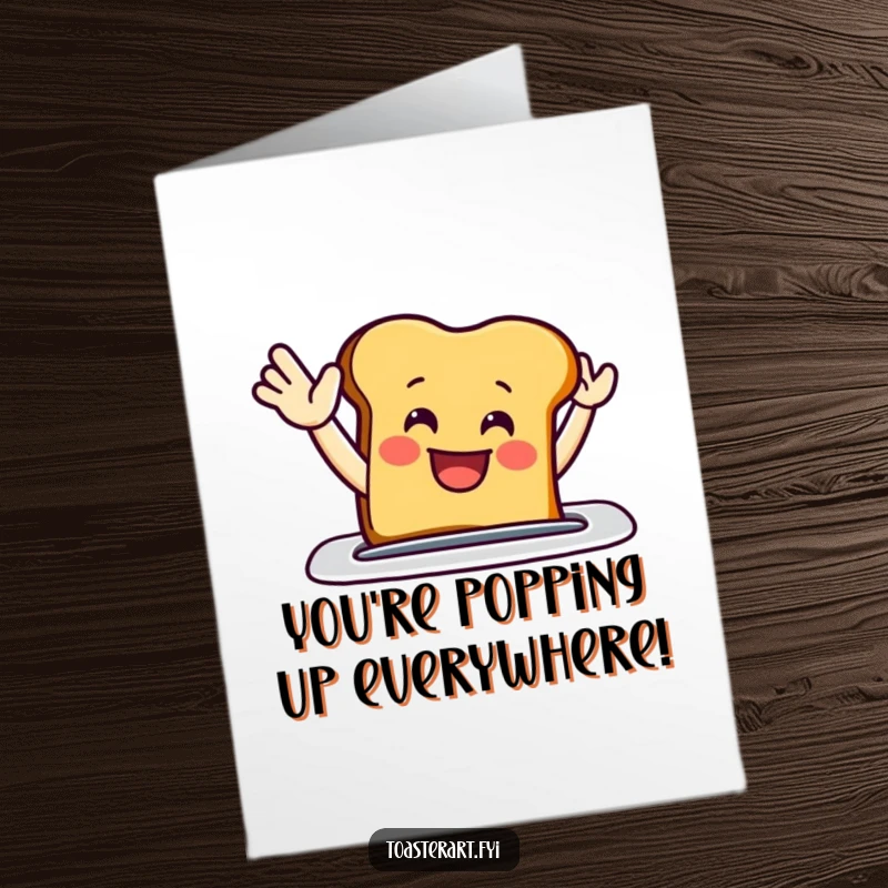 Free Printable Congratulations Card: A grinning toast slice waving from a toaster, cheering on success.