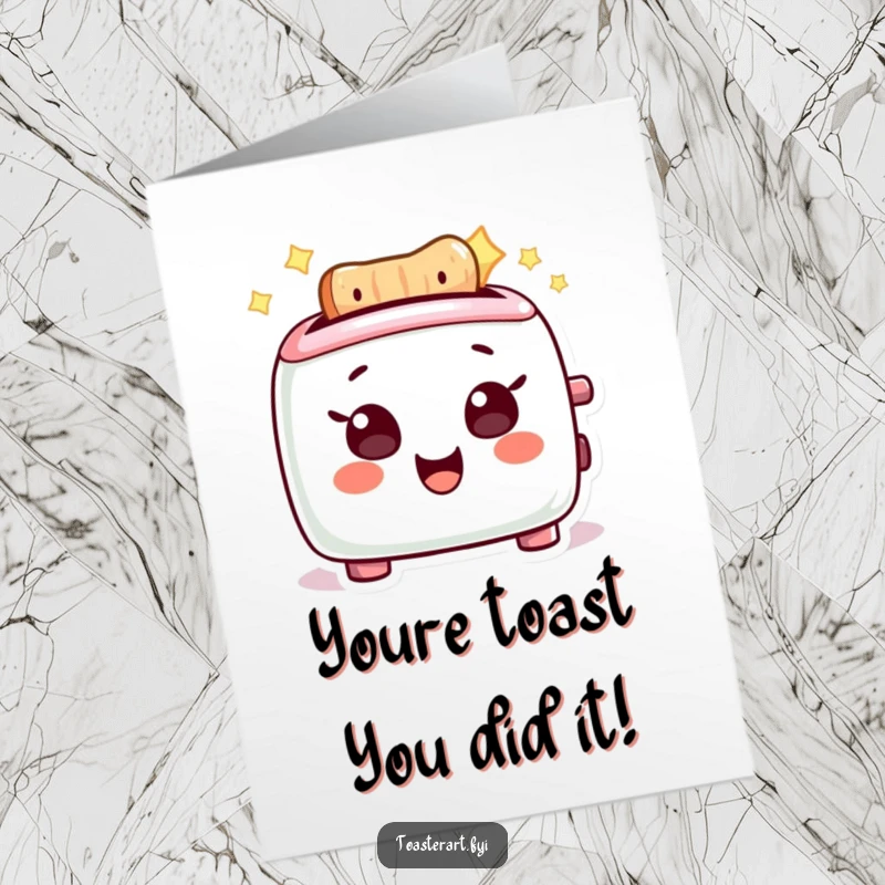 Funny Free Printable Congratulations Card: A toaster character glows with pride and happiness.