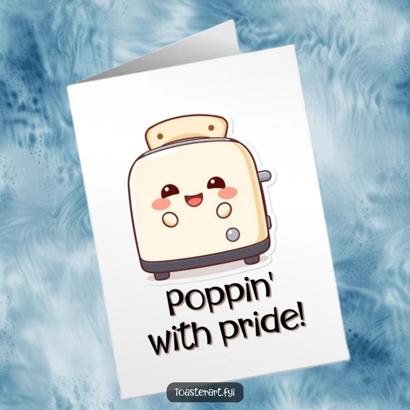 Funny free printable congratulations card featuring a laughing toaster character playfully peeking out from the toast slots.