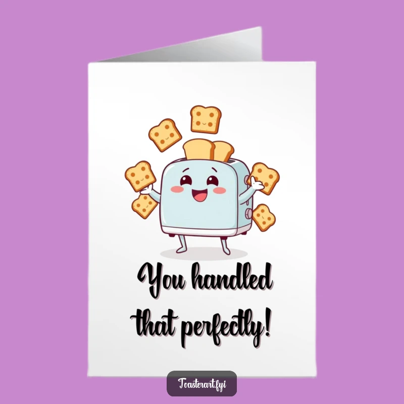 Free Printable Congrats Card: Toaster's Skillful Toss, Humorous Achievement Downloadable!