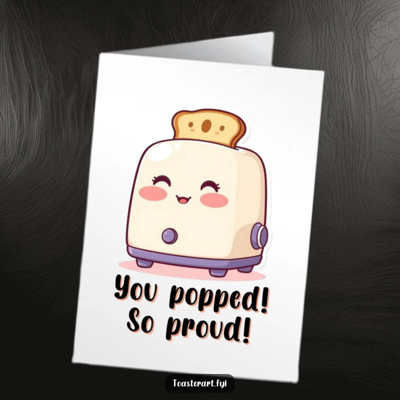 Funny Free Printable Congratulations Card showcasing an artistic toaster with toast emerging, perfect for witty celebrations.