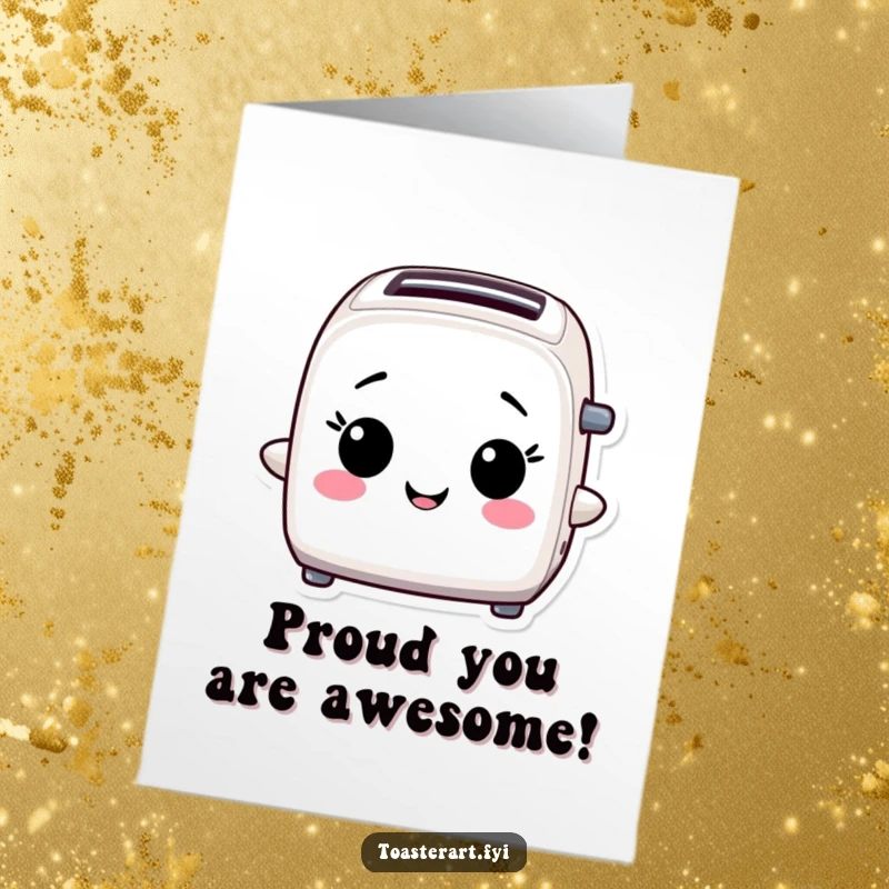 Funny Free Printable Thank You Card: A toaster character beaming with pride and gratitude.