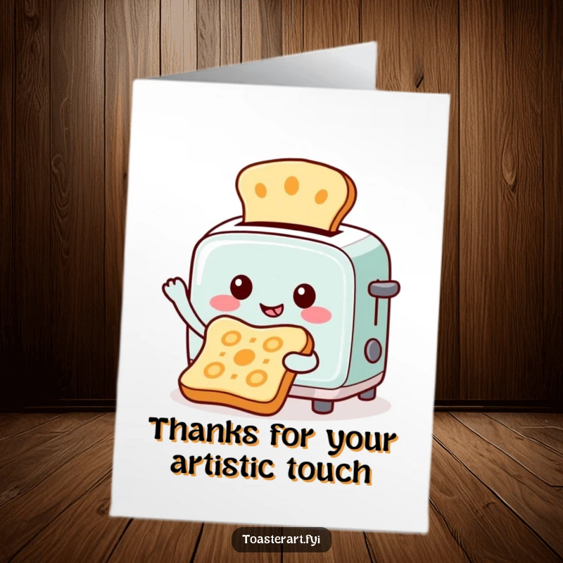 Funny Free Printable Thank You Card: Toaster character toasting unique patterns onto bread, a thank you masterpiece.