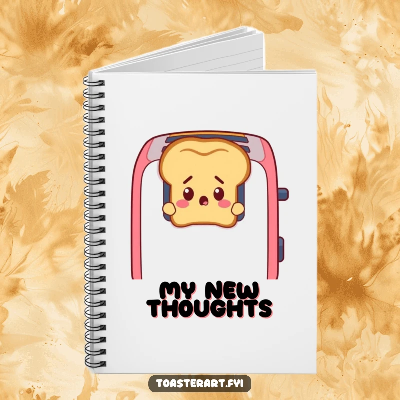 Funny Toast Notebook: A startled slice of toast peeks from toaster slots, perfect for capturing surprising thoughts.