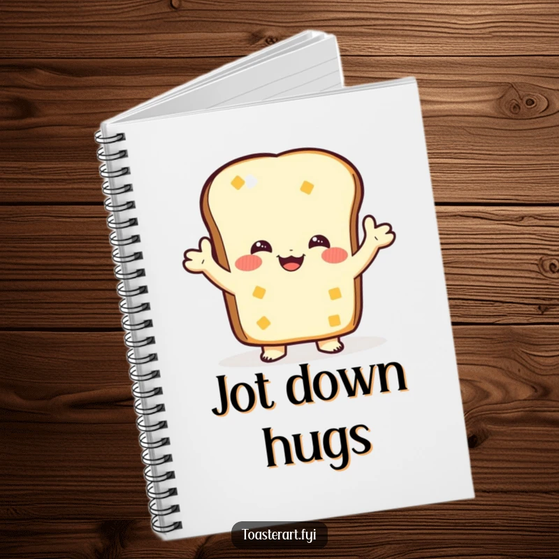 Funny Notebook: A toast character offers a warm hug, ready to hold all your treasured thoughts.