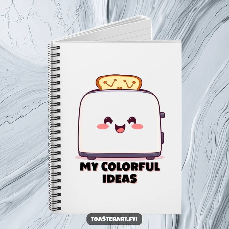 Funny Toaster Notebook: A cheerful toaster creates colorful toast designs, perfect for capturing artistic thoughts.