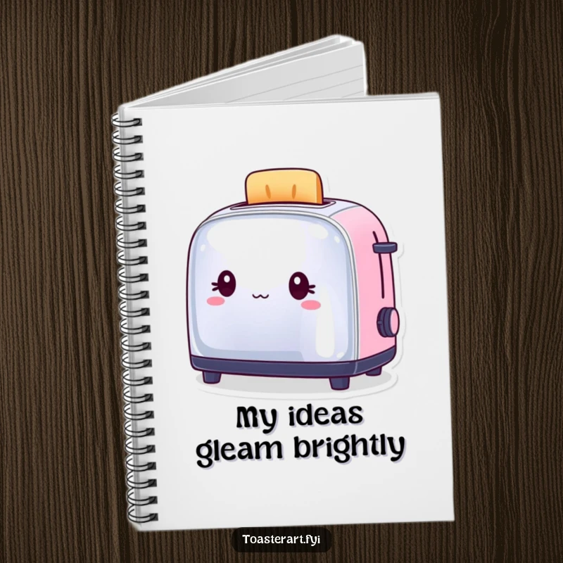 Funny Notebook cover with a toaster character admiring its own shiny reflection, inspiring notes and humor.