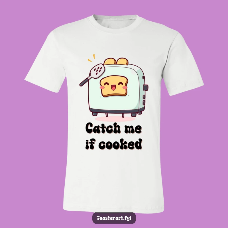 Funny Spatula Toaster T-Shirt - Toast Catching Mishap Graphic Tee, Comical Gift