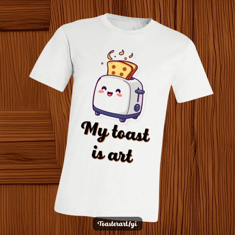 Funny artistic toaster t-shirt, with toast emerging in a swirl, unique and humorous apparel.