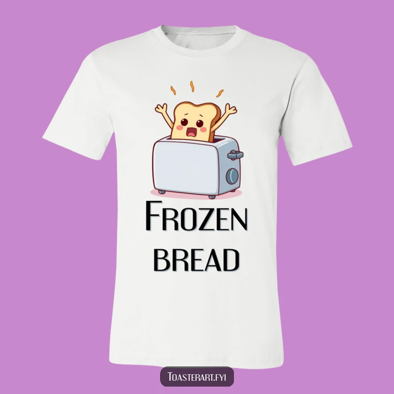 Funny Frozen Toast T-Shirt - Scared Bread Mid-Air Graphic Tee, Comical Gift