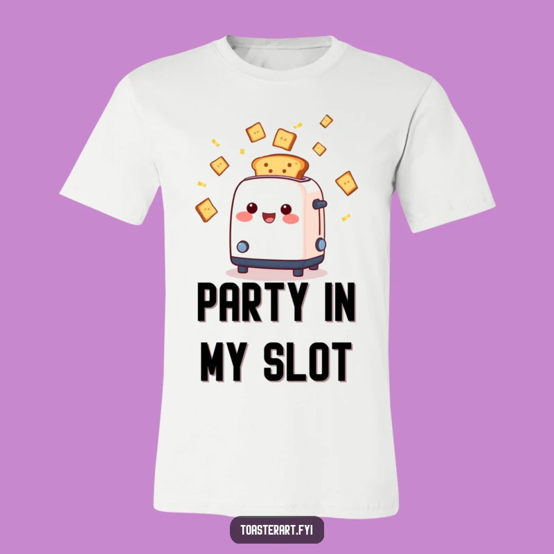 Funny Toaster Confetti T-Shirt, Ejecting Toast, Party Breakfast Apparel