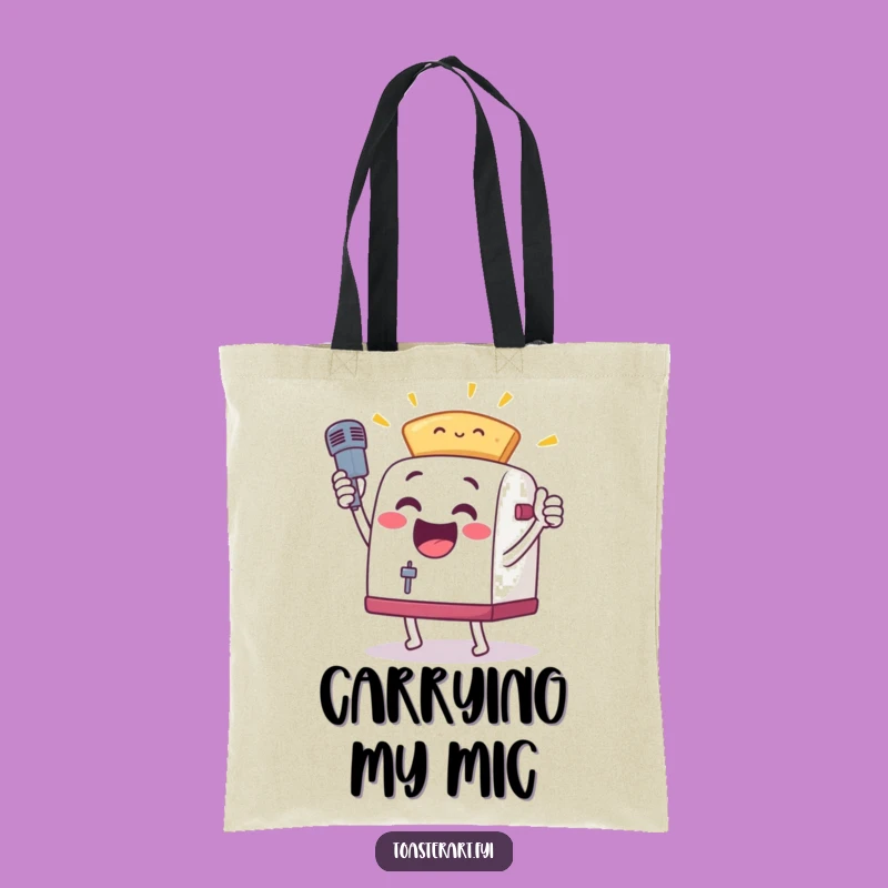 Funny Toaster Mic Drop Tote Bag - Carry Your Performance with Breakfast Style