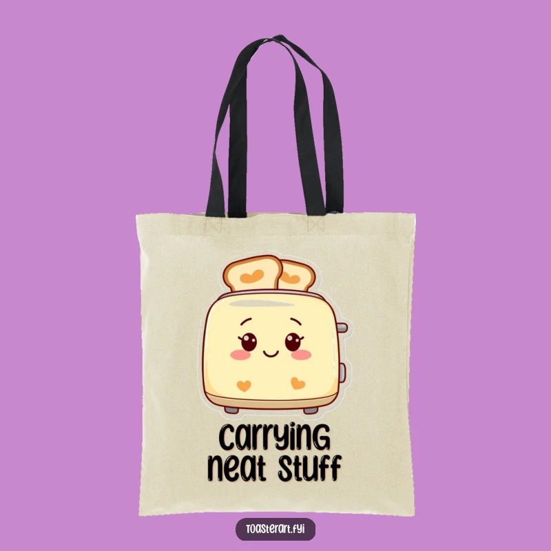 Funny Smiling Toaster Tote Bag - Patterned Toast Daily Use Gift