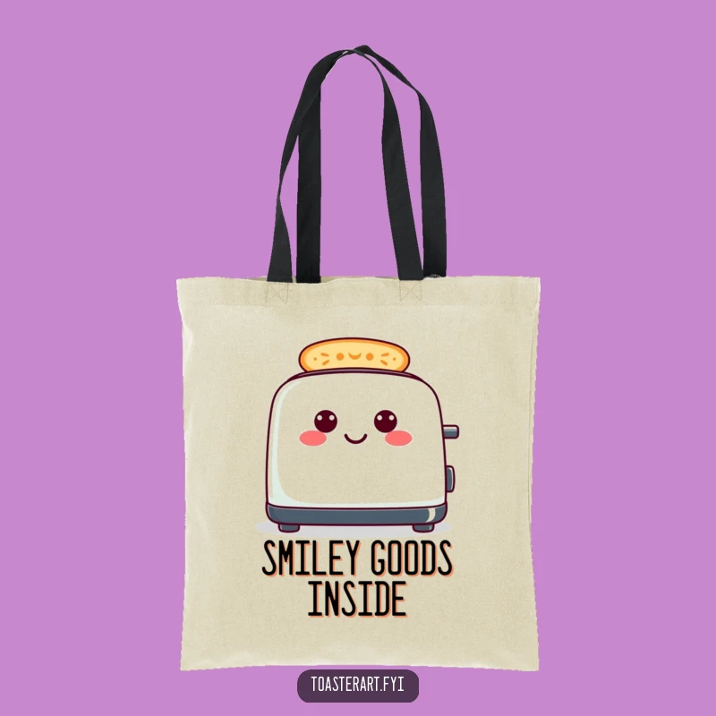 Funny Cheerful Toaster Tote Bag - Smiley Toast Pattern Daily Use Gift