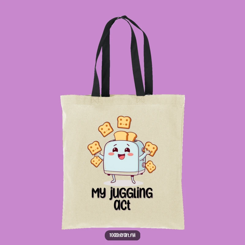 Funny Juggling Toaster Tote Bag - Stylish Character Accessory for Humorous Outings