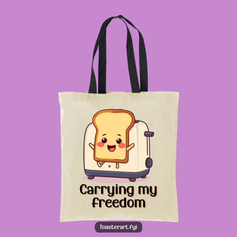 Funny Toast Leap Tote Bag: Hilarious Cartoon Toast Popping Out Carryall